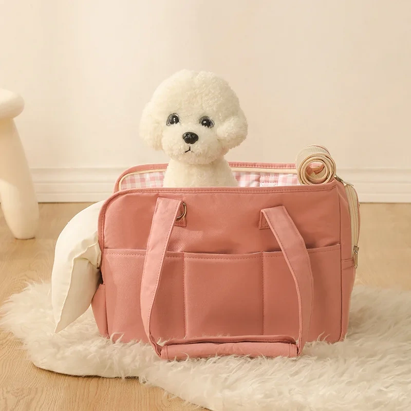 Korean Fashionable Portable Cotton Breathable Soft Soft-Sided Pet Cat Carrier Dog Tote Bag