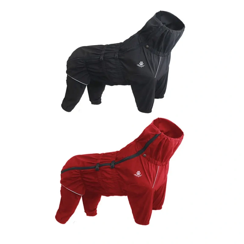 Full waterproof dog raincoat polyester dog coat breathable quick-drying pet supplies reflective strips outdoor sports night