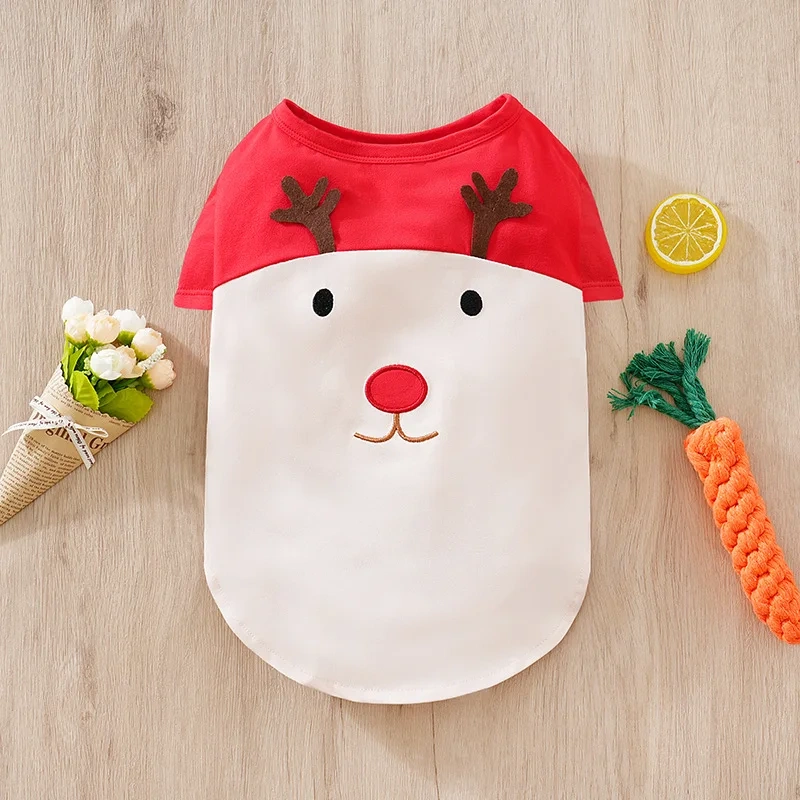 2024 Winter Christmas Dog Clothes Santa Elf Soft Costume  Shirts Dogs Cats Puppy Pet Apparel Chihuahua