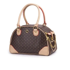 Fashion Puppy Tote Purse Pu Floral Pattern Portable Foldable Animals Travel Pets Carriers Bags With Carved Window