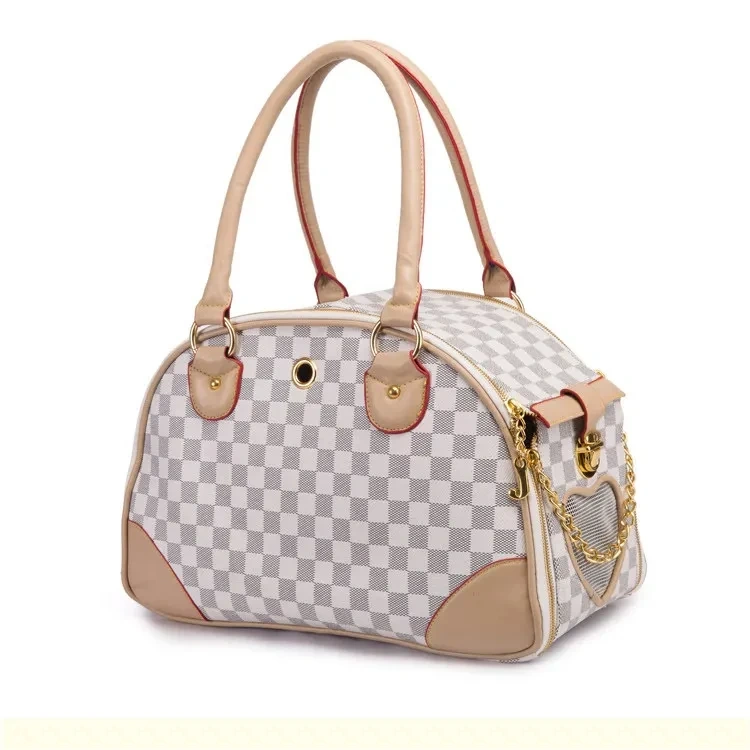 Fashion Puppy Tote Purse Pu Floral Pattern Portable Foldable Animals Travel Pets Carriers Bags With Carved Window