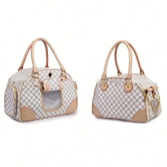 Fashion Puppy Tote Purse Pu Floral Pattern Portable Foldable Animals Travel Pets Carriers Bags With Carved Window