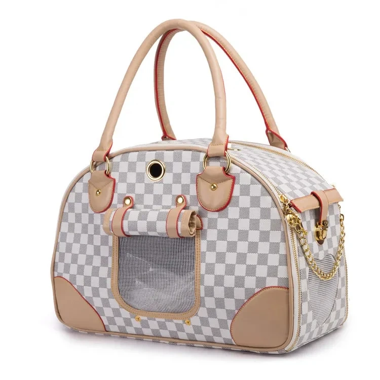 Fashion Puppy Tote Purse Pu Floral Pattern Portable Foldable Animals Travel Pets Carriers Bags With Carved Window