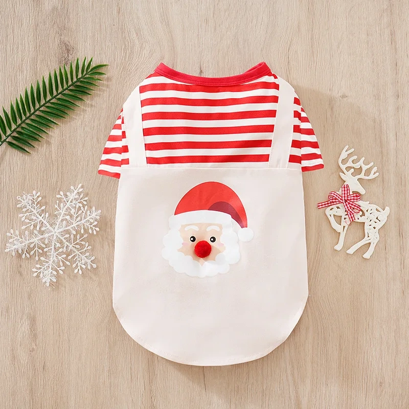 2024 Winter Christmas Dog Clothes Santa Elf Soft Costume  Shirts Dogs Cats Puppy Pet Apparel Chihuahua