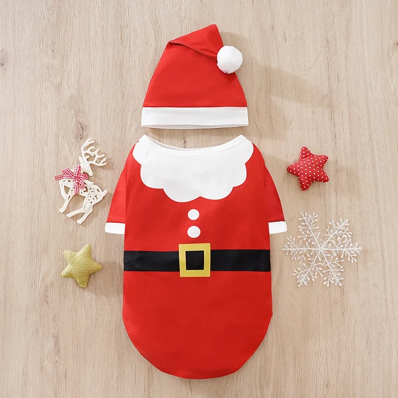 2024 Winter Christmas Dog Clothes Santa Elf Soft Costume  Shirts Dogs Cats Puppy Pet Apparel Chihuahua