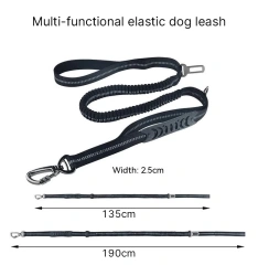 Manufacturers Oem Custom Double Handle Pet Dog Seat Belt Heavy Duty Long Reflective Bungee Pet Leashes Multifunction Dog Leash
