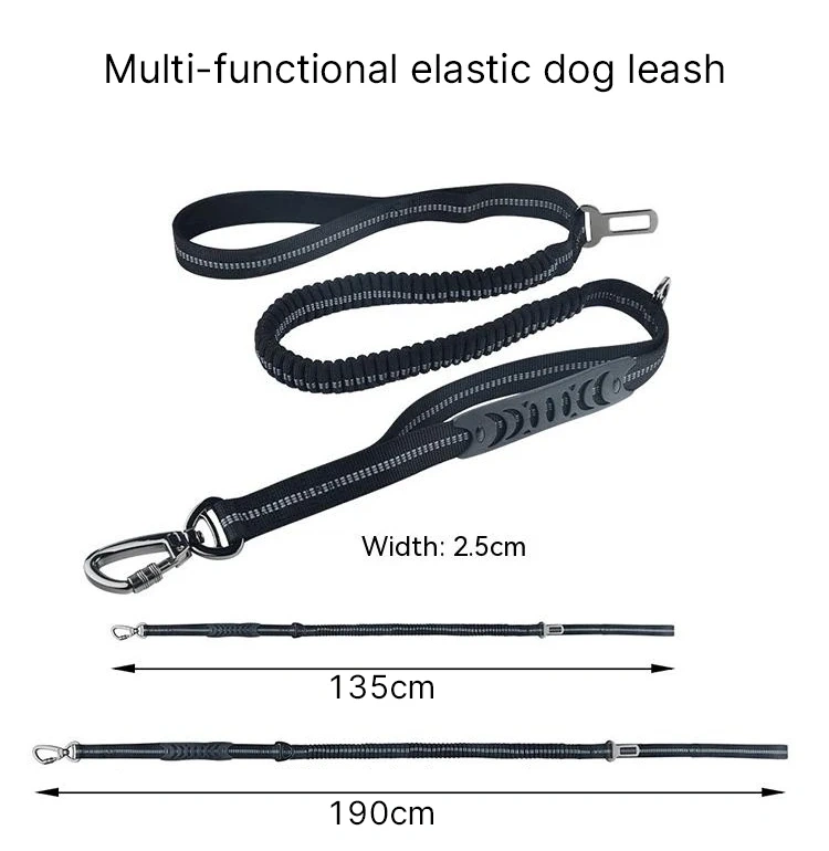 Manufacturers Oem Custom Double Handle Pet Dog Seat Belt Heavy Duty Long Reflective Bungee Pet Leashes Multifunction Dog Leash