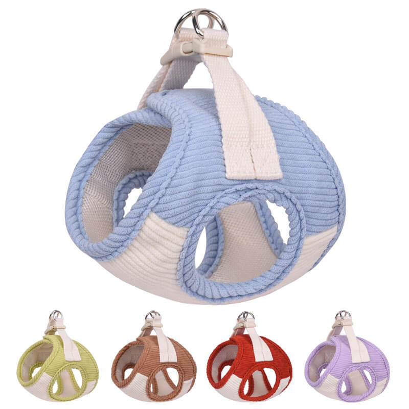 Soft corduroy fabric anti-breakaway pet harness