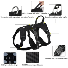 Hot Sale Custom Polyester Soft Adjustable Breathable Durable No Pull Outdoor Walking Large Dog Harness
