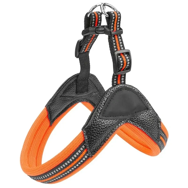 Manufacturer Wholesale Pet Reflective Chest Strap for Dogs Breathable Pet PU Collar and Leash Custom Dog Harness Set