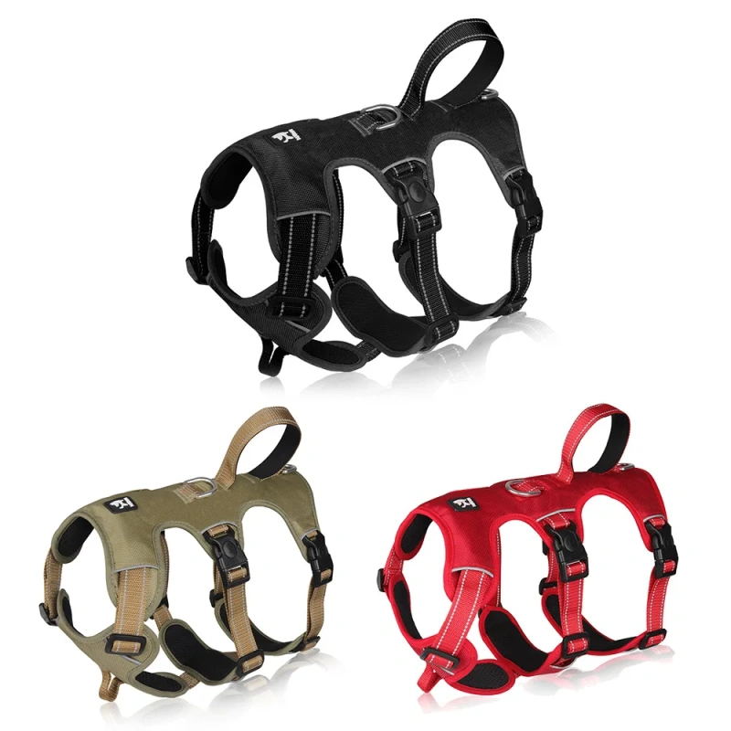 Hot Sale Custom Polyester Soft Adjustable Breathable Durable No Pull Outdoor Walking Large Dog Harness