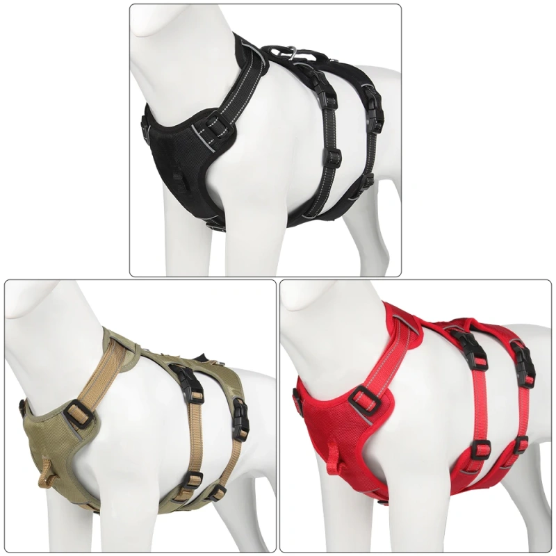 Hot Sale Custom Polyester Soft Adjustable Breathable Durable No Pull Outdoor Walking Large Dog Harness