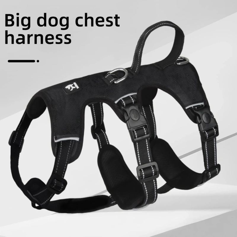 Hot Sale Custom Polyester Soft Adjustable Breathable Durable No Pull Outdoor Walking Large Dog Harness