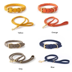 Customized Logo Lightweight explosion-proof Handmade adjustable pet custom Dog Collar And Leash Set