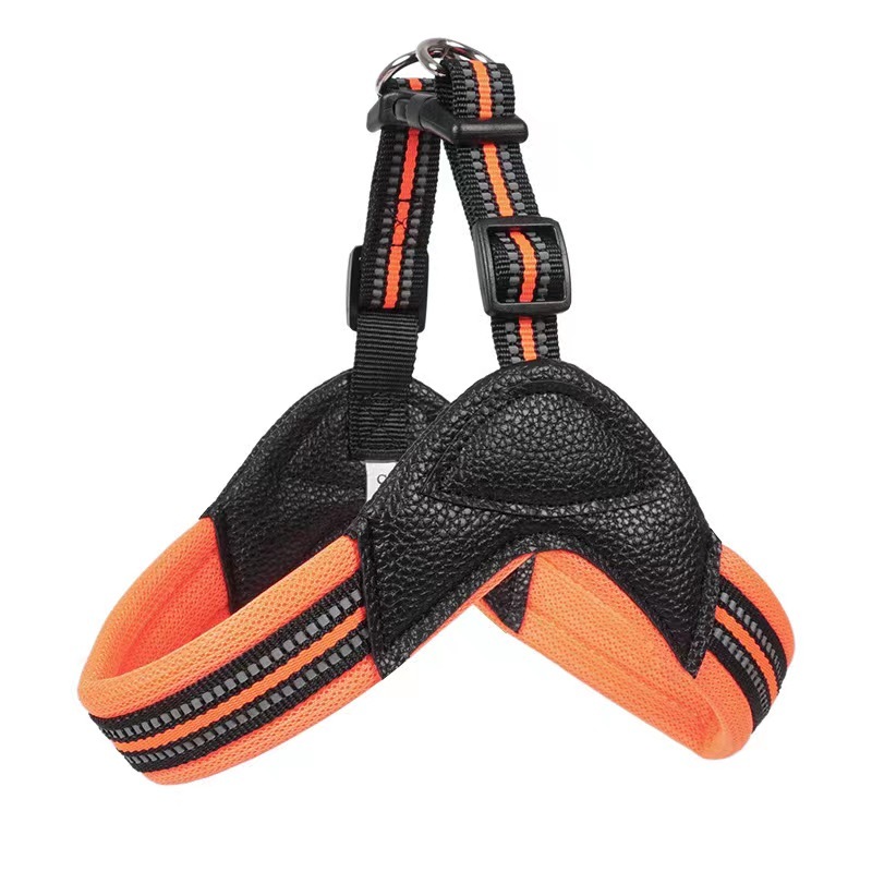 Pet Reflective Chest Strap for Dogs Breathable Pet PU Collar and Leash Custom Dog Harness Set