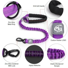 Manufacturer Wholesale pet leash Reflective Customized Training Soft Handle Elastic Bungee Dog Leash