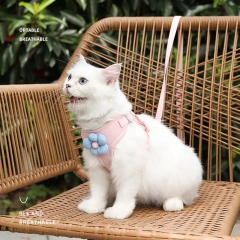 Wholesale  New Adjustable Soft Dog Cat Harness Set with Flower for Pets