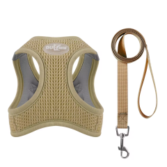 New Material Bright Color Adjustable Step In Pet Cat Harness Set Waffle Dog Harness
