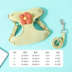 Wholesale  New Adjustable Soft Dog Cat Harness Set with Flower for Pets
