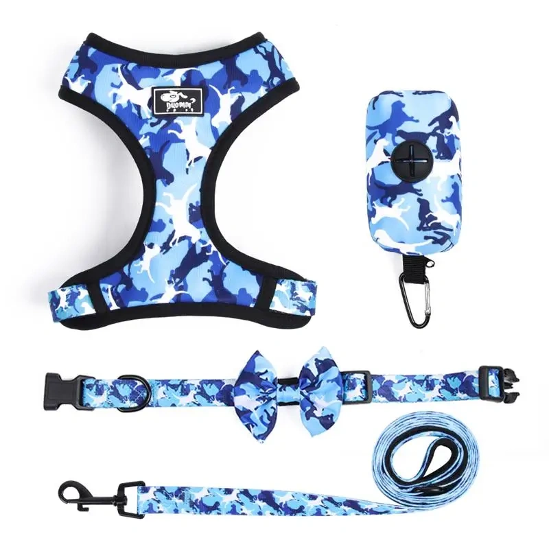 Designers Custom Step In No Pull Sublimation Fashion Pet Dog Harness Vest Sets Arnes De Perro Luxury Dog Collar And Leash Set