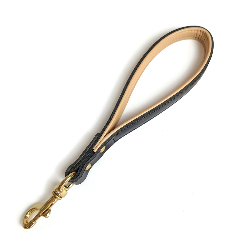 Cowhide genuine leather dog short leash, short leash portable copper hook large dog walking leash
