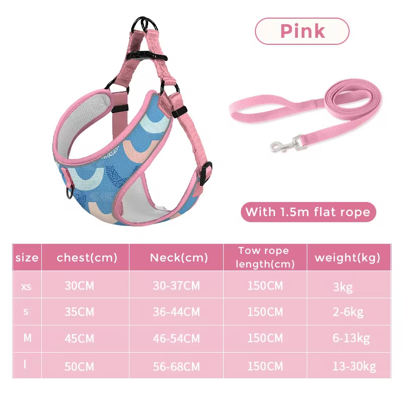 Pet Dog Harness And Leash Set Comfort Breathable Pet Harness Printed Dog Harness for Small Medium Dogs Pet Supplies