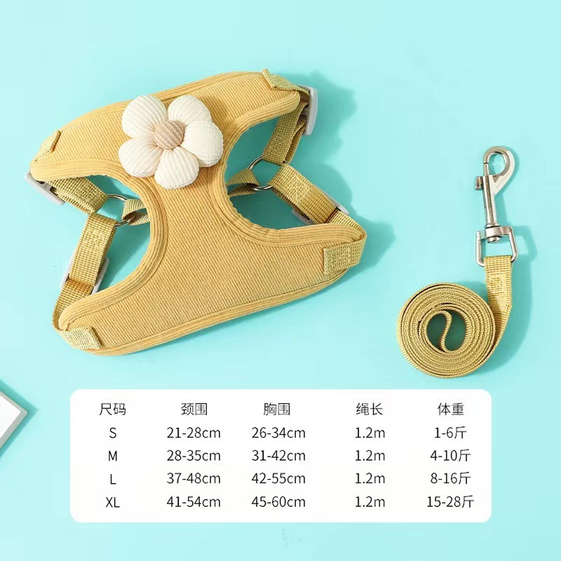 Wholesale  New Adjustable Soft Dog Cat Harness Set with Flower for Pets
