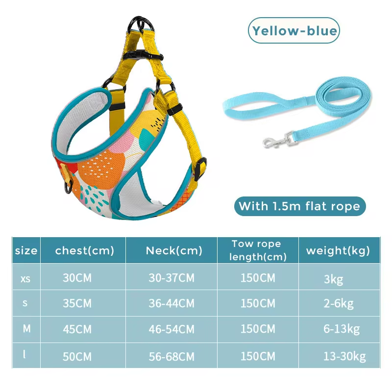 Pet Dog Harness And Leash Set Comfort Breathable Pet Harness Printed Dog Harness for Small Medium Dogs Pet Supplies