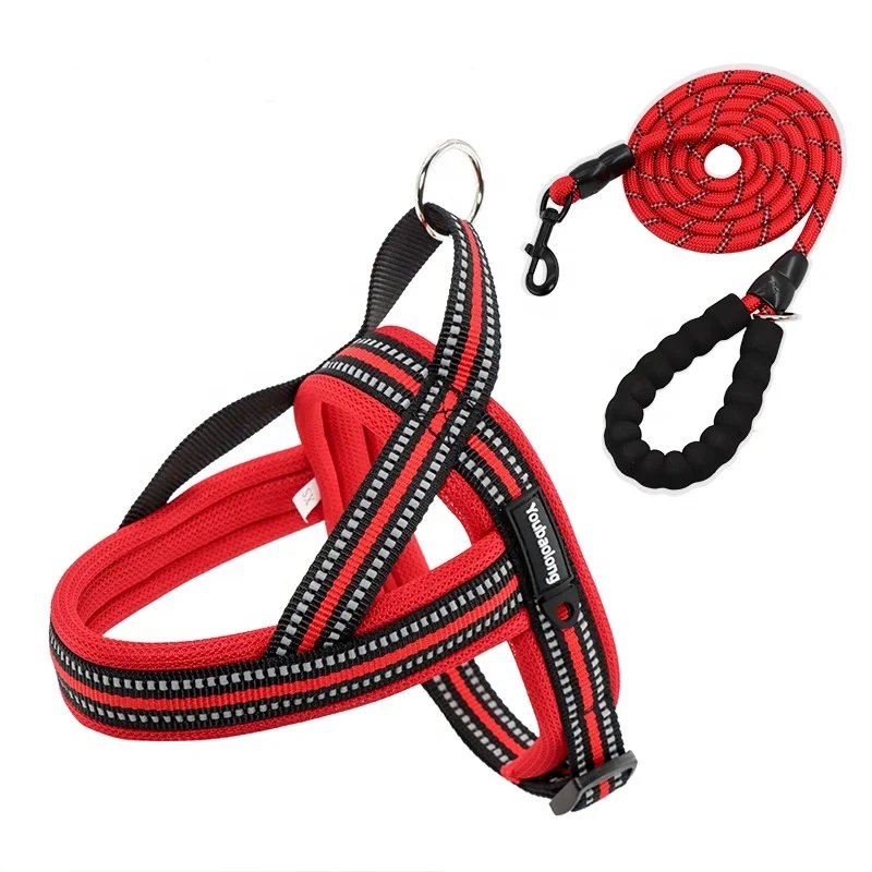 Soft Vest  Neck Chest Adjustable Reflective Light weight Harness Anti-Twist Pet Lead Combo Dog Collar Leash And Harness Set