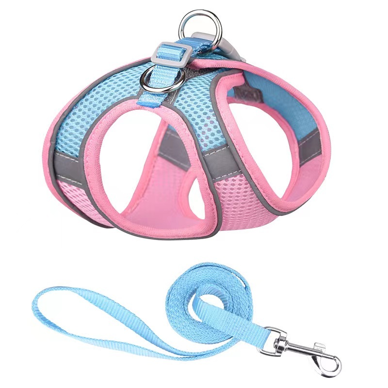 Small Dog Cat Reflective Puppy Harness Step-in Dog Vest Harness and Leash Set