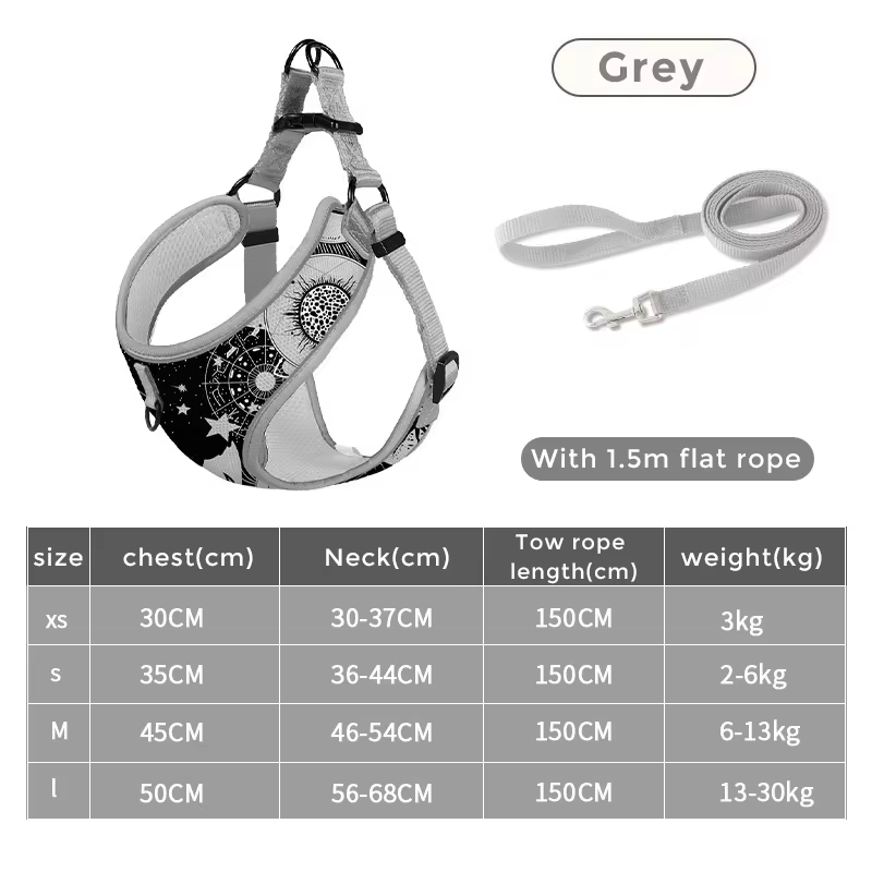 Pet Dog Harness And Leash Set Comfort Breathable Pet Harness Printed Dog Harness for Small Medium Dogs Pet Supplies