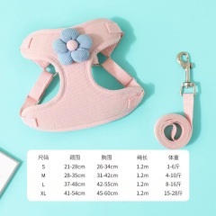 Wholesale  New Adjustable Soft Dog Cat Harness Set with Flower for Pets
