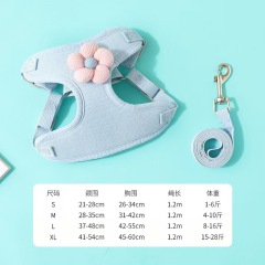 Wholesale  New Adjustable Soft Dog Cat Harness Set with Flower for Pets