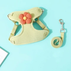 Wholesale  New Adjustable Soft Dog Cat Harness Set with Flower for Pets
