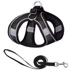 Small Dog Cat Reflective Puppy Harness Step-in Dog Vest Harness and Leash Set