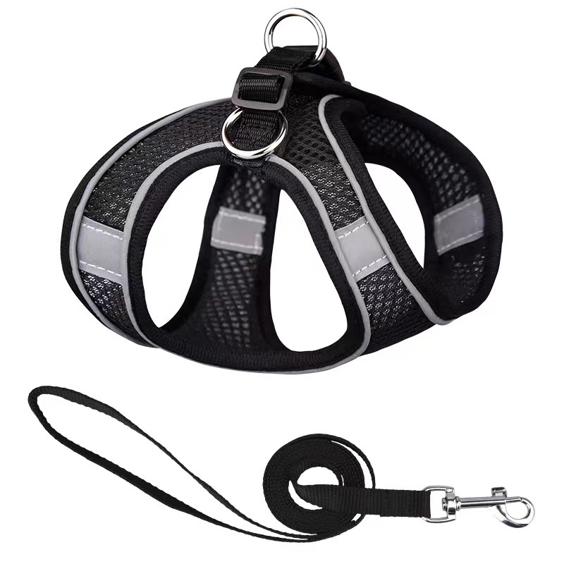 Small Dog Cat Reflective Puppy Harness Step-in Dog Vest Harness and Leash Set