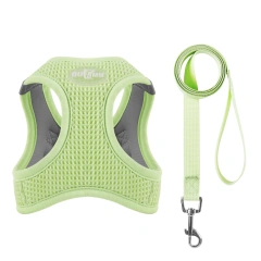 New Material Bright Color Adjustable Step In Pet Cat Harness Set Waffle Dog Harness