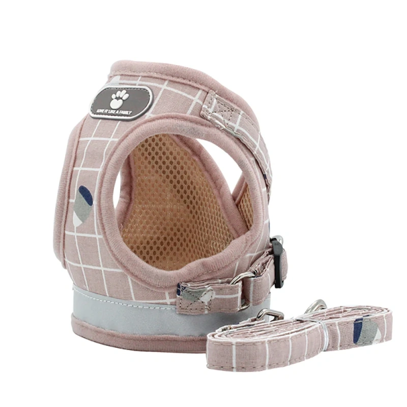 Hot Selling Custom Nylon Reflective Mesh Harness With Leash Pet Dog Harness Vest cat leash