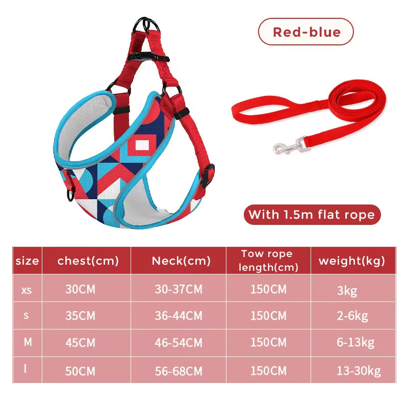Pet Dog Harness And Leash Set Comfort Breathable Pet Harness Printed Dog Harness for Small Medium Dogs Pet Supplies