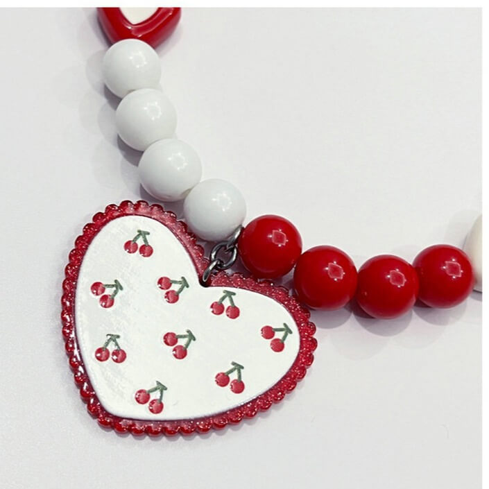 Pet red love beads, puppy and cat necklace jewelry accessories