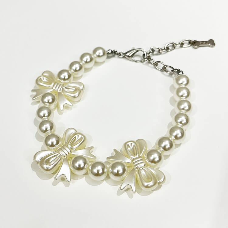 Imitation Pearl Bow Collar Pet Accessories for Cats, Small and Medium Dogs