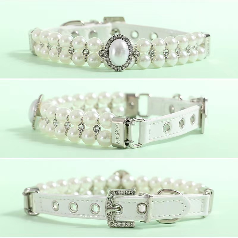 Large pearl diamond collar pet accessories, suitable for cats, small and medium dog suit
