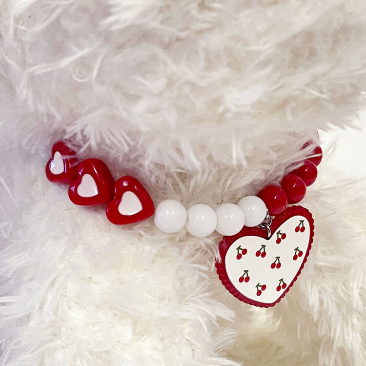 Pet red love beads, puppy and cat necklace jewelry accessories