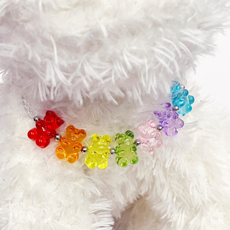 Colorful bear collar pet jewelry, suitable for cats, small and medium dogs