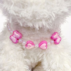 Pink Love Beaded Collar Accessories for Cats and Small and Medium-sized Dogs
