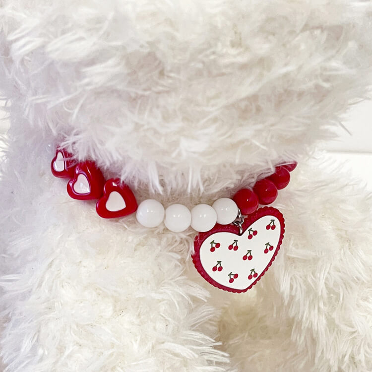 Pet red love beads, puppy and cat necklace jewelry accessories