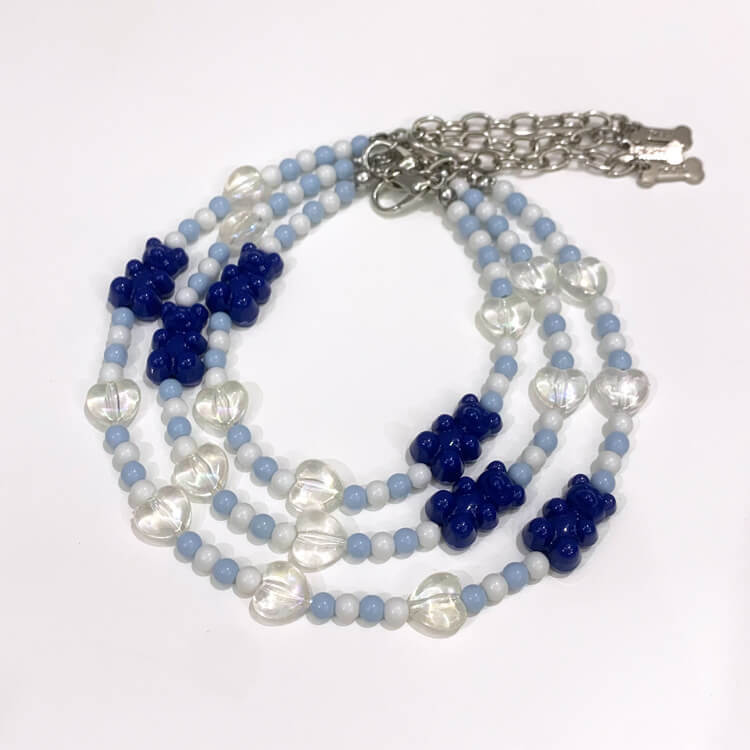 Bear Heart Beaded Collar Pet Accessories for Cats, Small and Medium Dogs