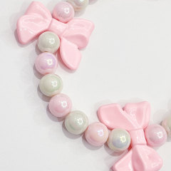Pink Bow Beaded Collar Accessories for Cats, Small and Medium-sized Dogs