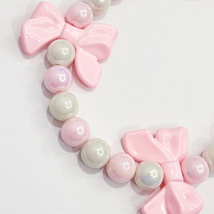 Pink Bow Beaded Collar Accessories for Cats, Small and Medium-sized Dogs