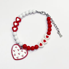 Pet red love beads, puppy and cat necklace jewelry accessories